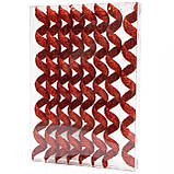 Набір ялинкових іграшок Спіраль, 8 шт, 20 см, червоний, гліттер, пластик (250355), фото 3