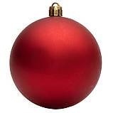 Набір ялинкових куль, 3 шт, D8 см, матовий, глянець, гліттер, червоний, пластик (251666), фото 2
