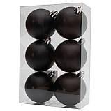 Набір ялинкових куль, 6 шт, D6 см, матовий, чорний, пластик (251611), фото 3