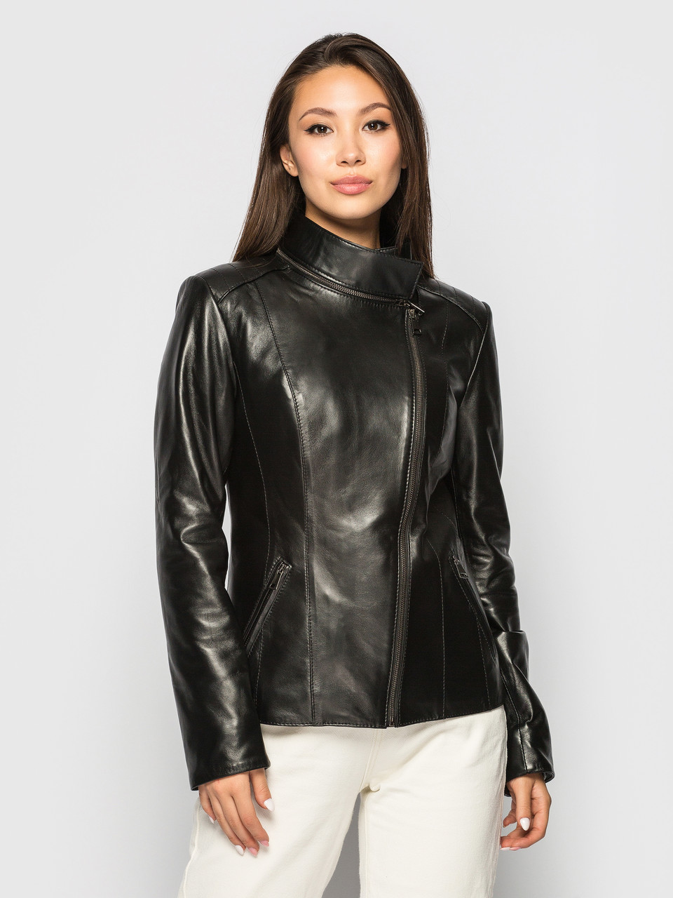 Кожаная куртка трансформер с мехом VK черная из натуральной кожи (Арт. S202) - фото 4 - id-p1486113516