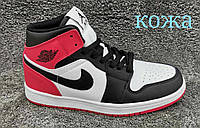 Женские кроссовки Nike Air Jordan кожа черно-белые с красным р 36-41 ()