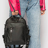 Кожаный рюкзак черный VK из натуральной (Арт. RK802)