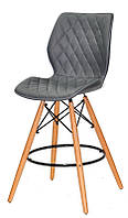 Полубарный стул Nolan ЭК кожзам, серый 1001 Bar 65 см, на деревянных буковых ножках