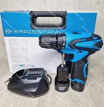 Шуруповерт акумуляторний KRAISSMANN 1500 S-ABS 12/2 L в кейсі, фото 1