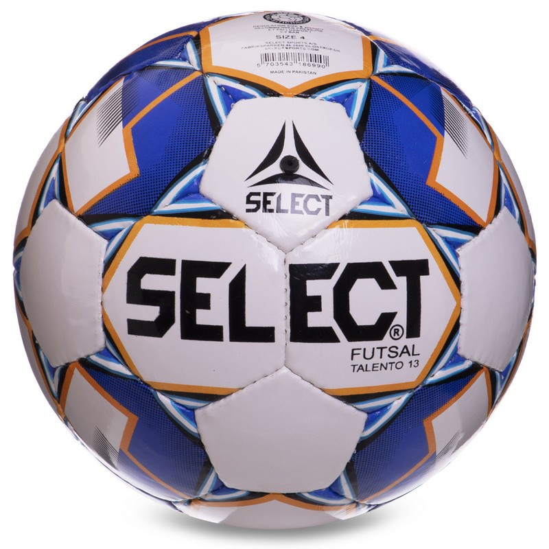 М'яч футзальний розмір 4 SELECT TALENTO 13 FB-2997 білий-синій