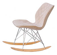 Кресло качалка Nolan Rack бархат бежевый 1005, дизайн Charles Eames RAR Rocker Chair