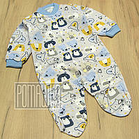 62 2-4 місяці (68) теплий трикотажний комбінезон чоловічок для малючків на байці з начосом футер 8003 ГЛБА