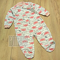 62 2-4 місяці (68) теплий трикотажний комбінезон чоловічок для малючків на байці з начосом футер 8003 КРЛ