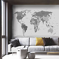 Фотообои карта мира в серых тонах