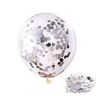 Латексный шар с конфетти серебро 12д 30 см
