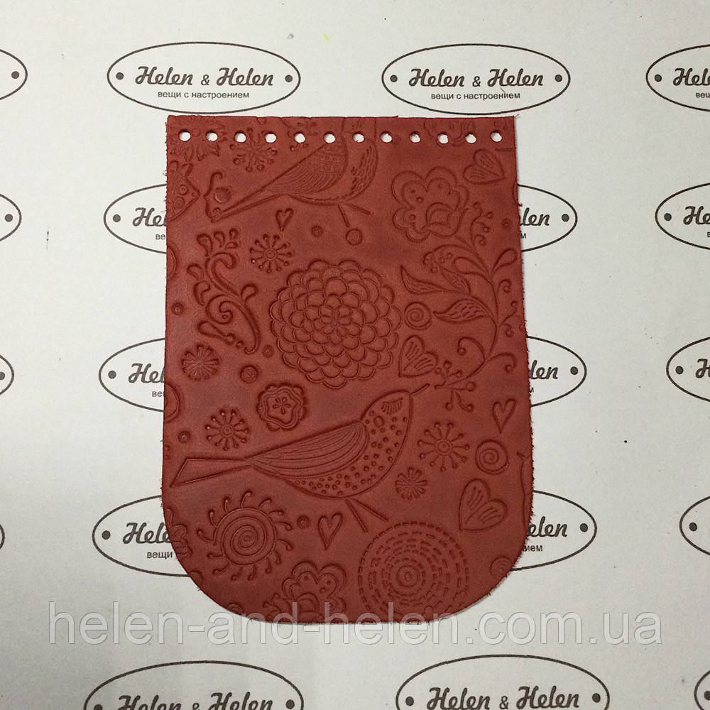 Клапан для міні сумки 12 х 18 "Пташки". Червоний, фото 1