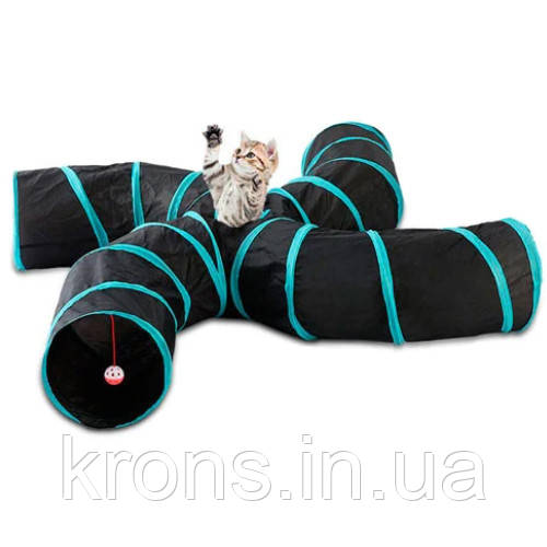 Тунель для кішок складний з іграшкою, 4х сторонній тунель, фото 1