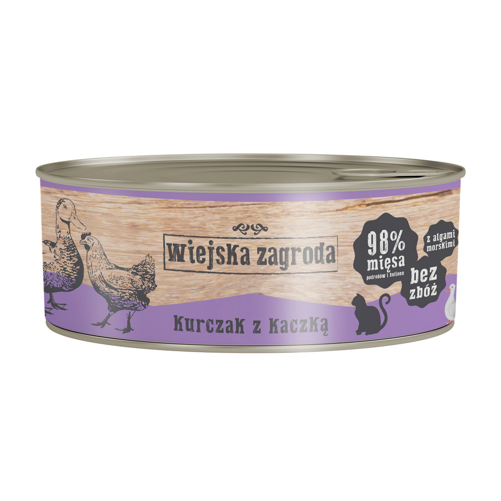 Кошачий корм "Курица и утка", влажный корм для кошек, (10х85 г) - Wiejska Zagroda