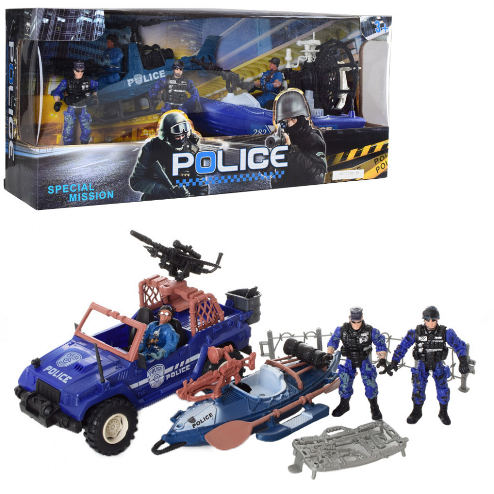 Дитячий ігровий пластиковий набір рятувальників Поліція з джипом і двома фігурками, синій