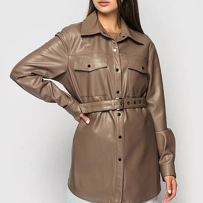 Бежева сорочка VK из екошкіри (Арт. RB745)