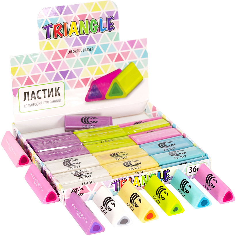 Ластик Color кольоровий тригранний арт. CR-817, фото 1