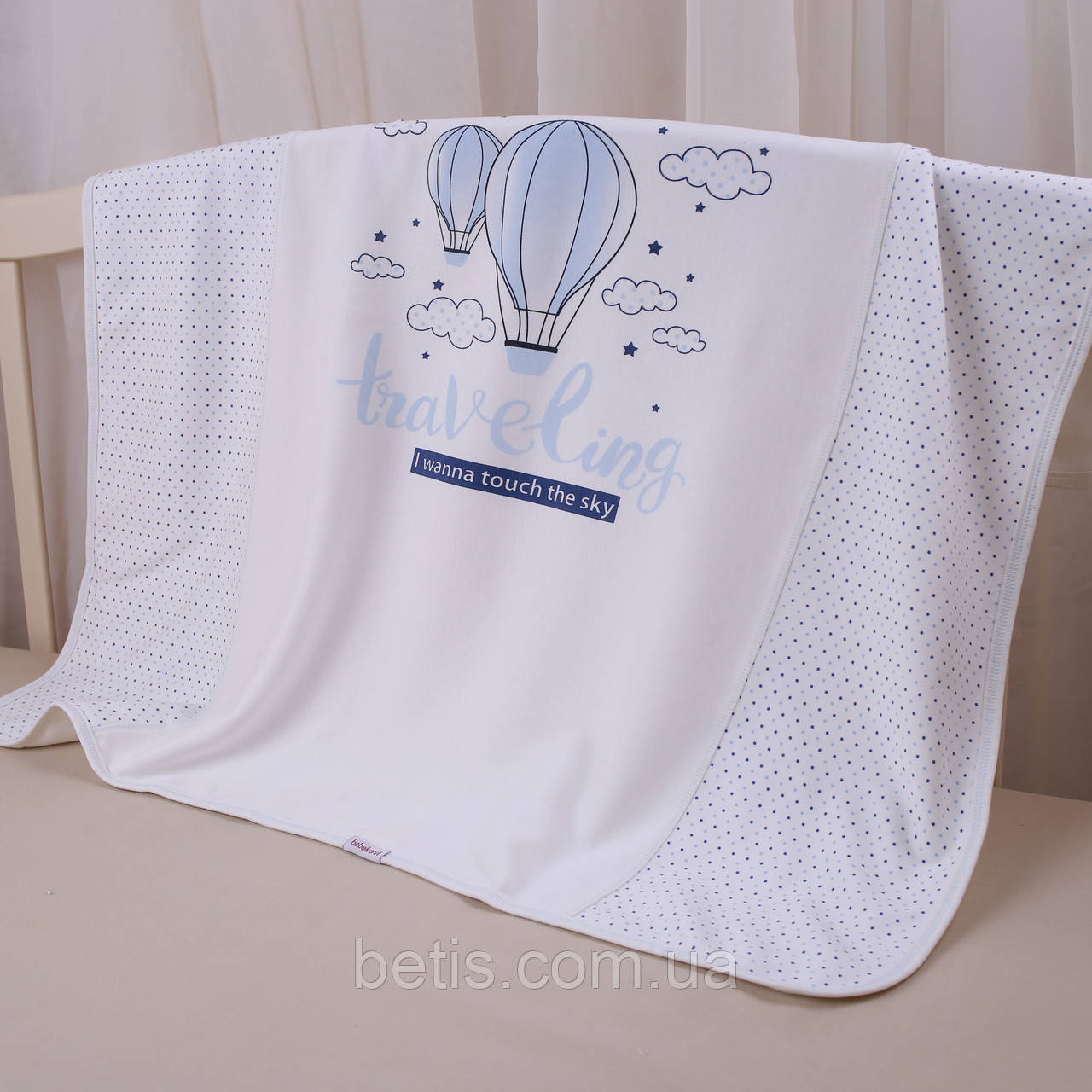 Ковдра "Повітряні кульки" Молочний/блакитний Інтерлок арт.27688329 Bebekevi Туреччина 85*90 см.(р)