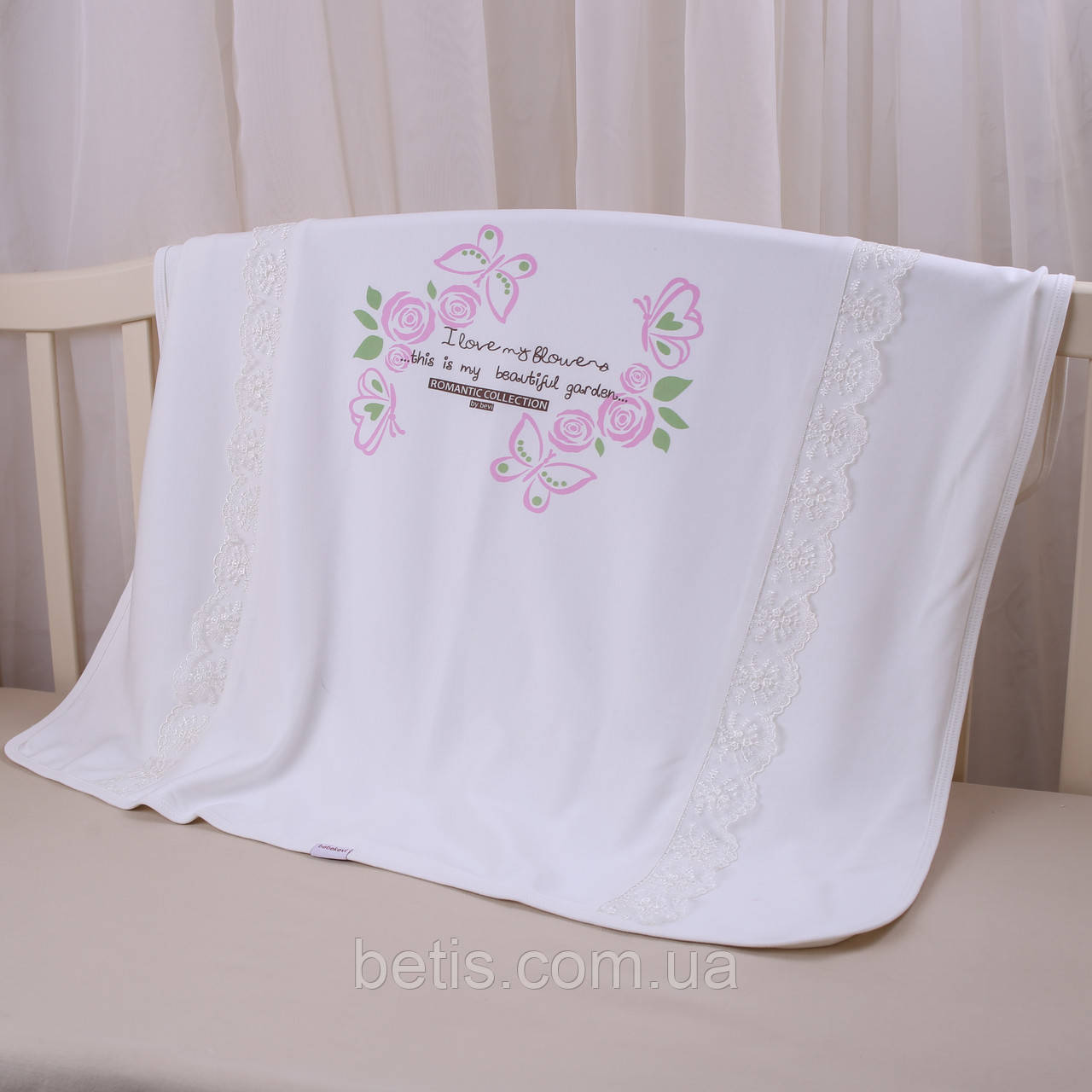 Ковдра "Романтік" Молочний/рожевий Інтерлок арт.27688328 Bebekevi Туреччина 85*90 см.(р)
