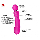 Вібратор з підігрівом двосторонній, вібромасажер для клитера і ерогенних зон, стимулятор для вагіни і анала,, фото 5