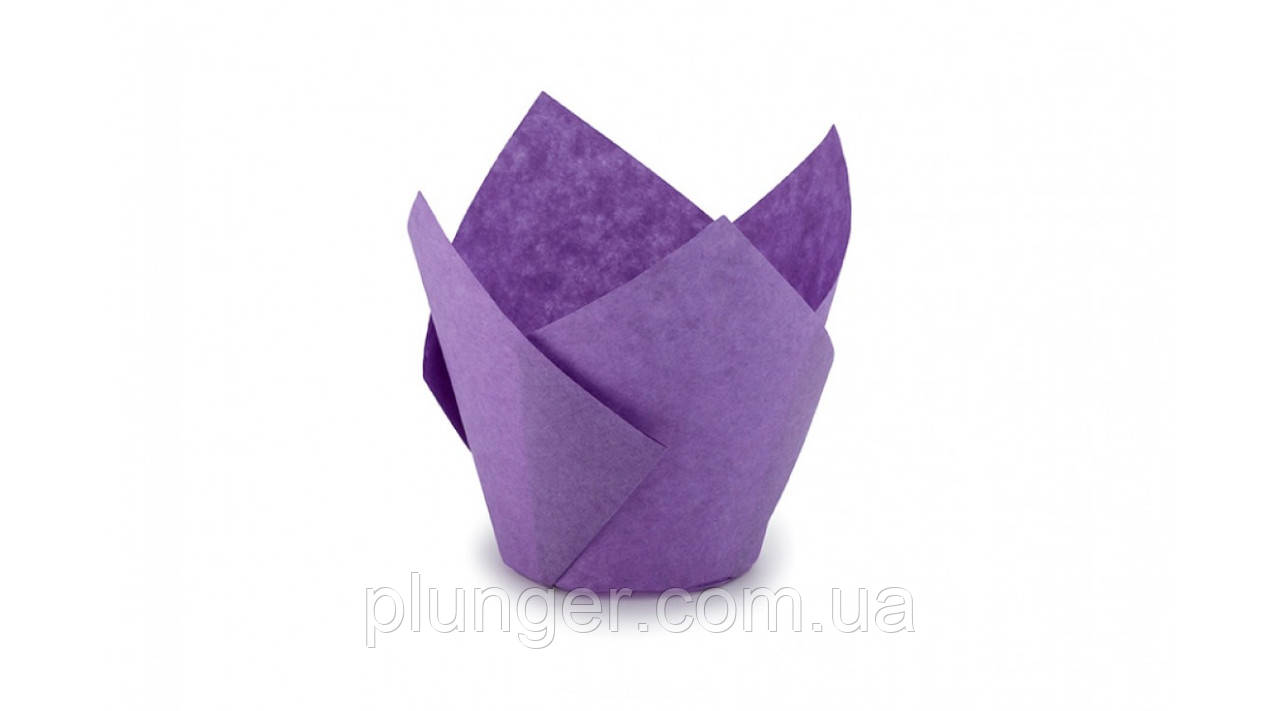 Форма паперова для кексів "Тюльпан" фіолетова, дно 5 см