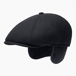 Кепка восьмиклинка чоловіча зимова з вухами INAL сlassic S / 53-54 Чорний 71853