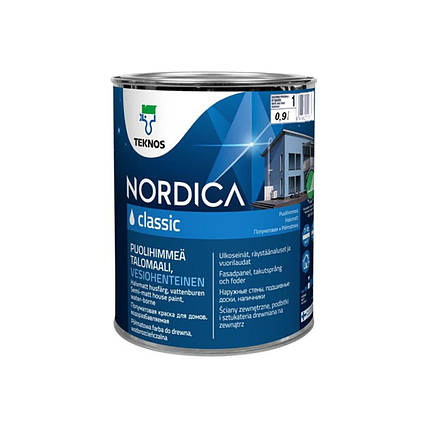 Фасадна фарба для дерева Teknos Nordica Classic 0.9 л, фото 1