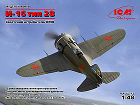 Винищувач І-16 тип 28, ІІ МВ. Збірна модель в масштабі 1/48. ICM 48098