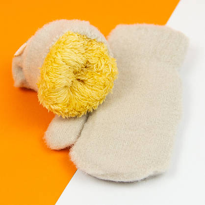 Оптом дитячі рукавиці на 4 - 5 - 6 років зимові на мотузочці з ведмежам (арт. 21-7-9а), фото 4