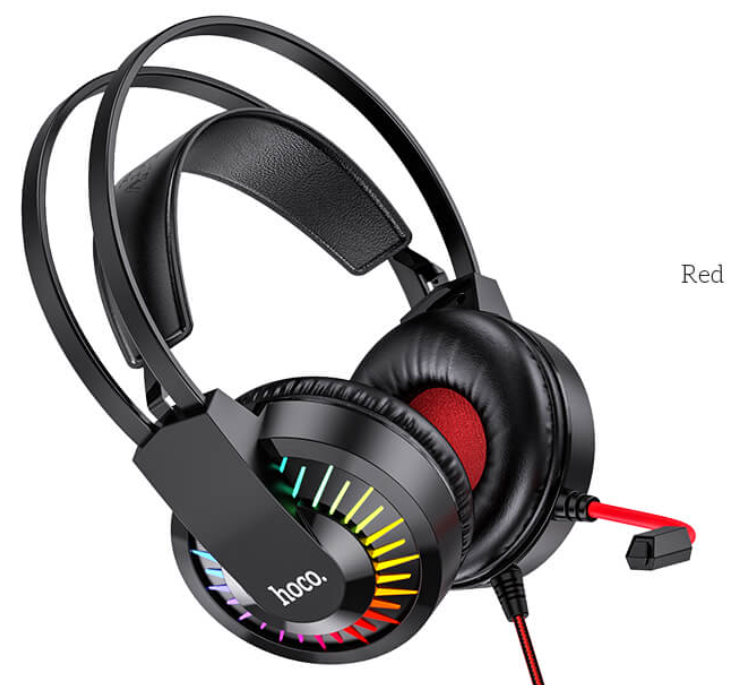 Ігрові геймерські навушники для ПК стерео накладні з мікрофоном HOCO Gaming W105 Червоний, фото 1