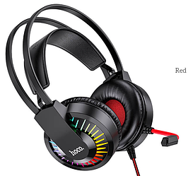 Ігрові геймерські навушники для ПК стерео накладні з мікрофоном HOCO Gaming W105 Червоний