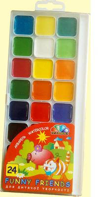 Фарби акварель Гамма Забавні друзі 24 кольори з пензлем 312081