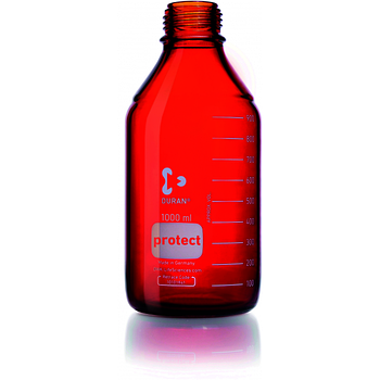 DURAN® GL 45 лабораторна пляшка, пластикове покриття, темне скло, без кришки і кільця, 1000 мл