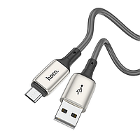 Кабель 1м для зарядки телефона планшета MicroUSB Android Hoco X66 100см |2.4A| Черный