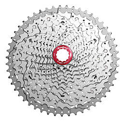 Касета 11-k 11-46T SUN RACE MX8 MTB, алюмінієвий павук, Metallic Silver