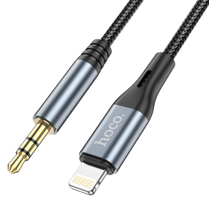 Аудіокабель 3.5 мм HOCO Lightning to AUX Digital audio conversion cable DUP03 100см Чорний