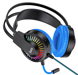 Ігрові геймерські навушники для ПК стерео накладні з мікрофоном HOCO Gaming W105 Синій