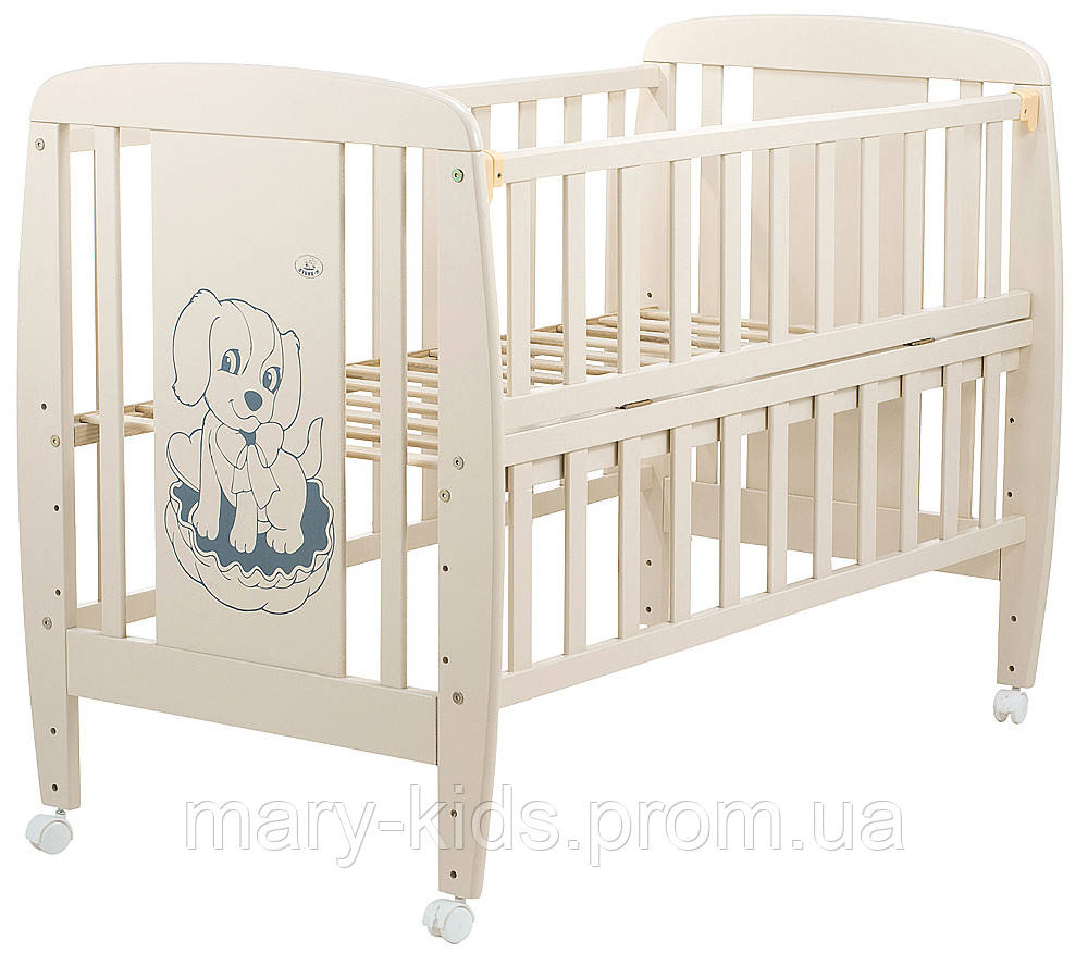 Ліжко Babyroom Собачка відкидний бік, колеса DSO-01 бук слонова кістка