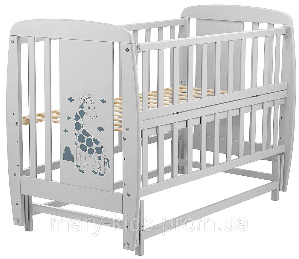 Ліжко Babyroom Жирафик маятник, відкидний пліч DJMO-02 бук сірий