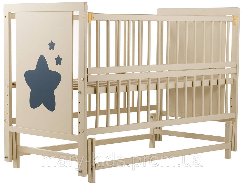 Ліжко Babyroom Зірочка Z-02 маятник, відкидний пліч бук слонова кістка