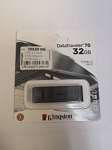 Карти пам'яті та флеш USB 32 gb USB 3.2 Flash 32Gb Kingston DT70 Type-C Black 83466 kINGSTON