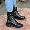 Черевики жіночі на тракторній підошві, натуральна чорна шкіра, фото 4