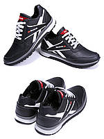 Мужские зимние кожаные кроссовки Anser Reebok Black, Сапоги, кроссовки зимние черные, спортивные ботинки