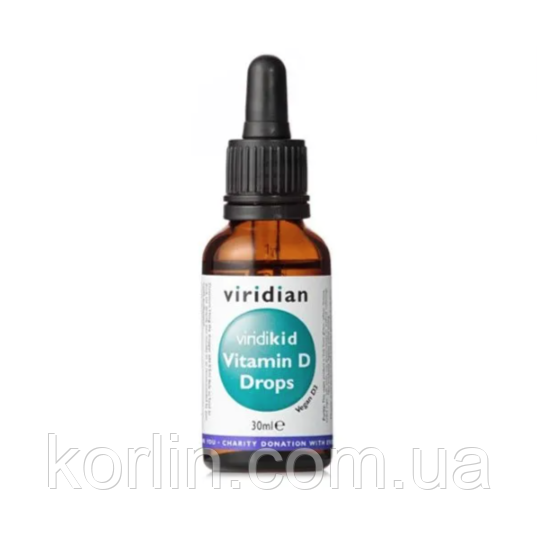 Вітамін Д3 Для дітей краплі 30 мл Viridian Viridikid Vitamin D Drops Англія Доставка з ЄС