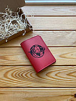 Кожаная обложка для паспорта (на загранпаспорт, паспорт старого образца) красная