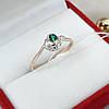 Золота каблучка зі смарагдом і діамантами розмір 18, фото 2