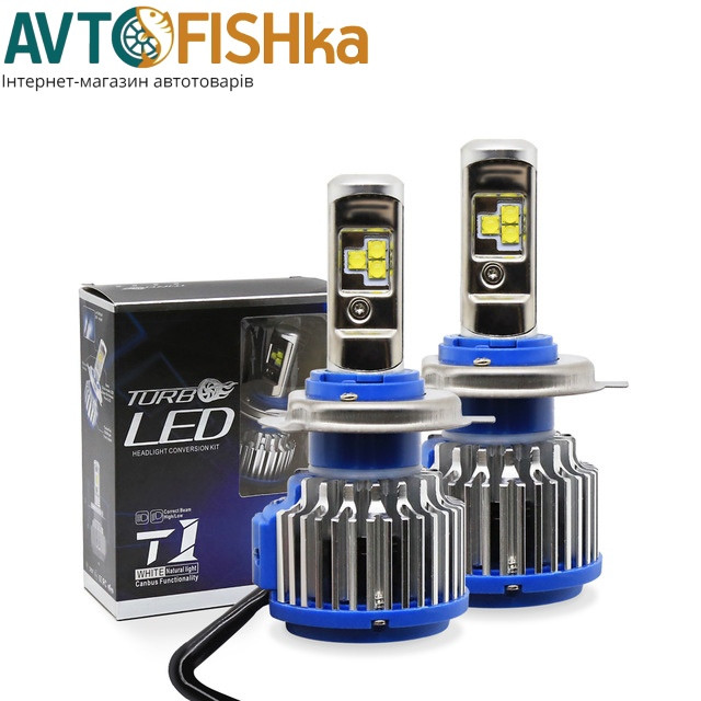 Світлодіодні лампи LED TurboLed T1 H4 6000 K 35 W 12/24v з активним охолодженням, фото 1