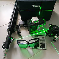 НАЙНИЖЧА ЦІНА НОВИНКА 2025 DEKO+ШТАТИВ DKLL12PB2 ЗЕЛЕНИЙ ПРОМІНЬ 50м Лазерний ударостійкий нівелір 3D