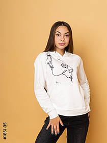 1851-35 Худі жіночі двунитка з принтом норма (3 од: S-M, M-L, L-XL)