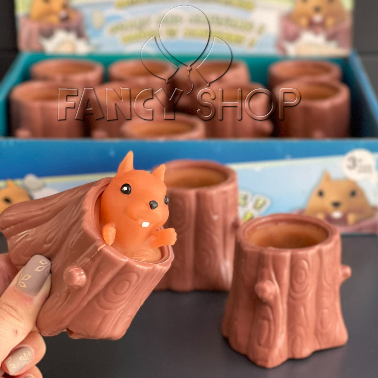 Іграшка антистрес резинова "Білка в дуплі", Игрушка антистресс "Белка", фото 1