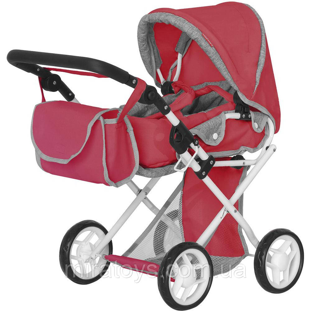 Коляска для ляльок із сумкою та люлькою-переноскою Carrello Unico 9346 Red Червона, з регульованою ручкою